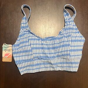 Nani Women's Blue and White Striped Bikini Top